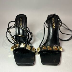 Fashion Nova Black Heels with Gold Accents